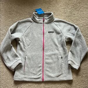 Columbia Girl Light Gray Fleece Jacket with Pink Accents